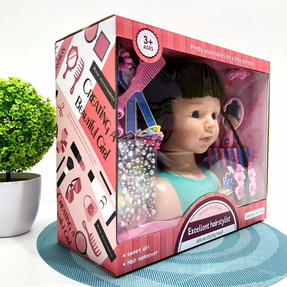 Лялька-манекен для дівчинки Голова для зачісок з аксесуарами бігуді гумки гребінця (YM25-2B-С) Чернігів - фото 9