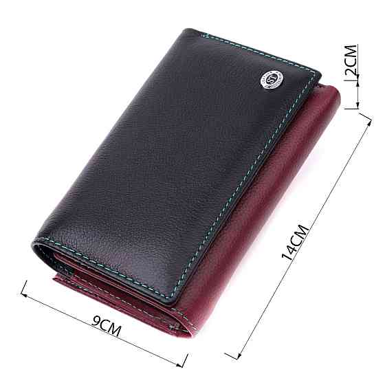 Вместительный кожаный кошелек в три сложения для женщин ST Leather 19444 Разноцветный Киев