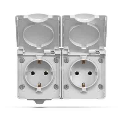 Розетка Videx BINERA IP65 зовнішня 2ая із заземленням сіра (VF-BNW22G-G) Вінниця