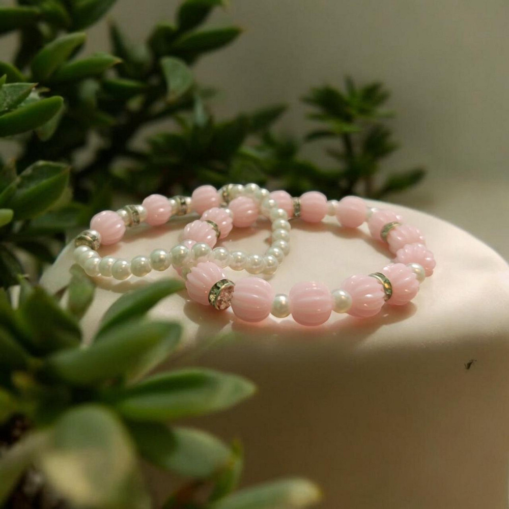 Браслет рожевий із білим .3в1 біло-рожевий. з камінцями Одеса - фото 6