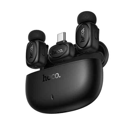 Беспроводная микрофонная система HOCO L19 Graceful dual-mic (iP/Type-C) Black Одесса