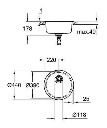 Мийка для кухні із нержавіючої сталі Grohe K200  ( 14813 ) Харьков