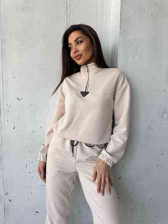 Жіночий повсякденний костюм-двійка: кофта та штани двохнитка-петля Беж, 46 Одеса