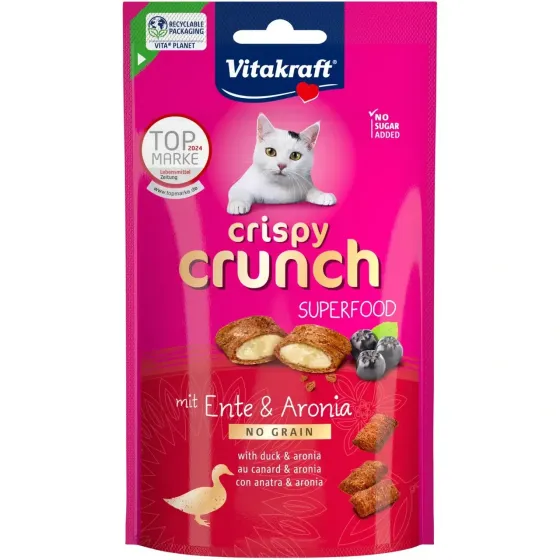 Хрустящие лакомства для кошек Витакрафт Vitakraft Crispy Crunch подушечки с кремовой начинкой с уткой и ягодами аронии, 60 г Винница