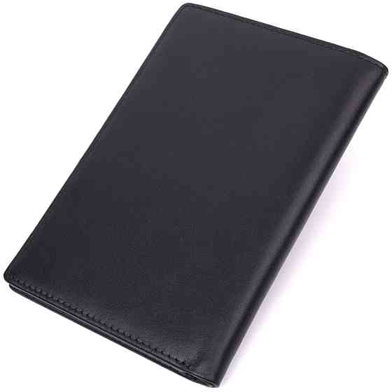 Мужское портмоне без застежки из натуральной кожи Vintage sale_15036 Черный Киев