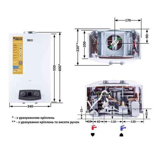 Газова колонка димохідна Thermo Alliance EURO+ JSD20-10N-QB, 10 л, White Харків