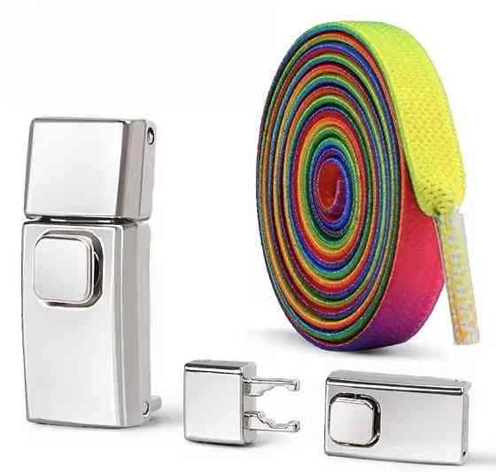 Эластичные шнурки без завязок с металлическими застежками Разноцветные Смела