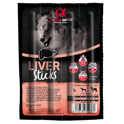 Ласощі для собак Alpha Spirit DOG Sticks Liver напіввологі з печінки, палички 40 г (8437013576918) Вінниця - фото 1