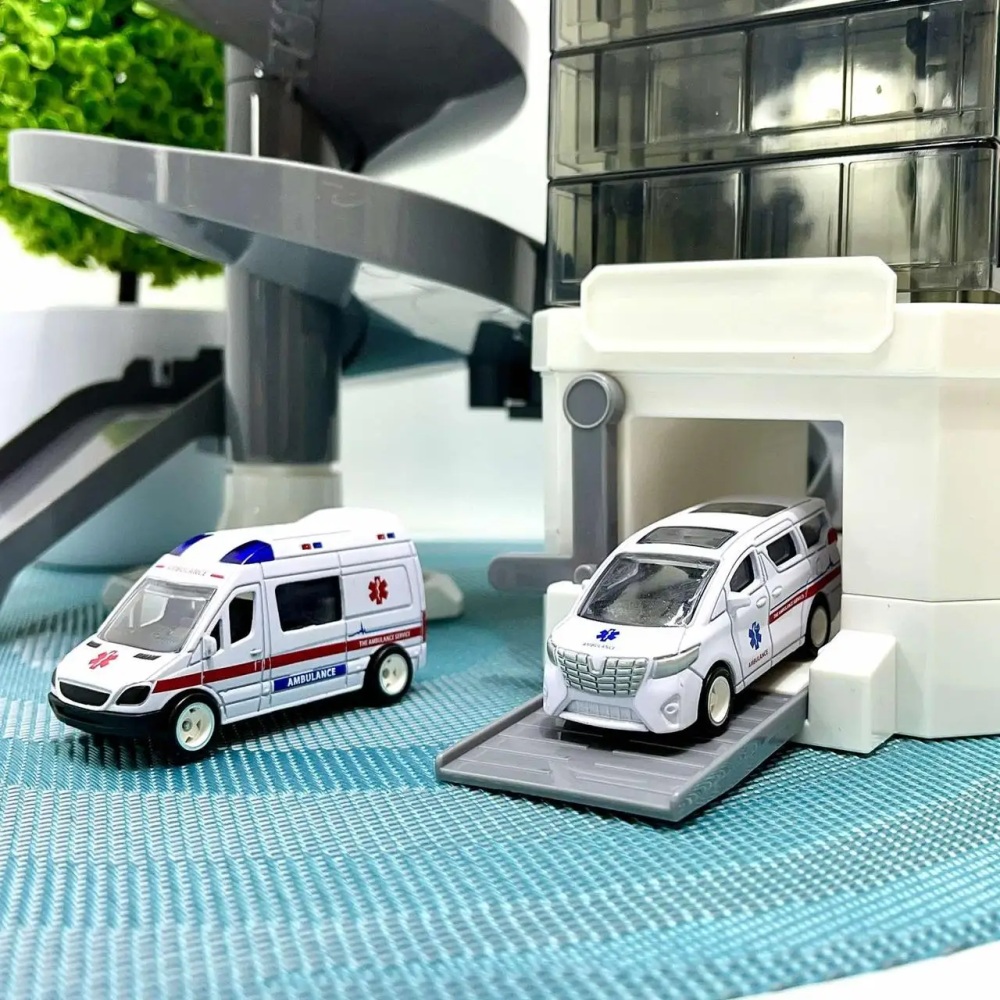 Гараж ігровий Швидка допомога з підсвічуванням та звуком 2 машинки в комплекті Білий (CM-559-55) Чернігів - фото 5