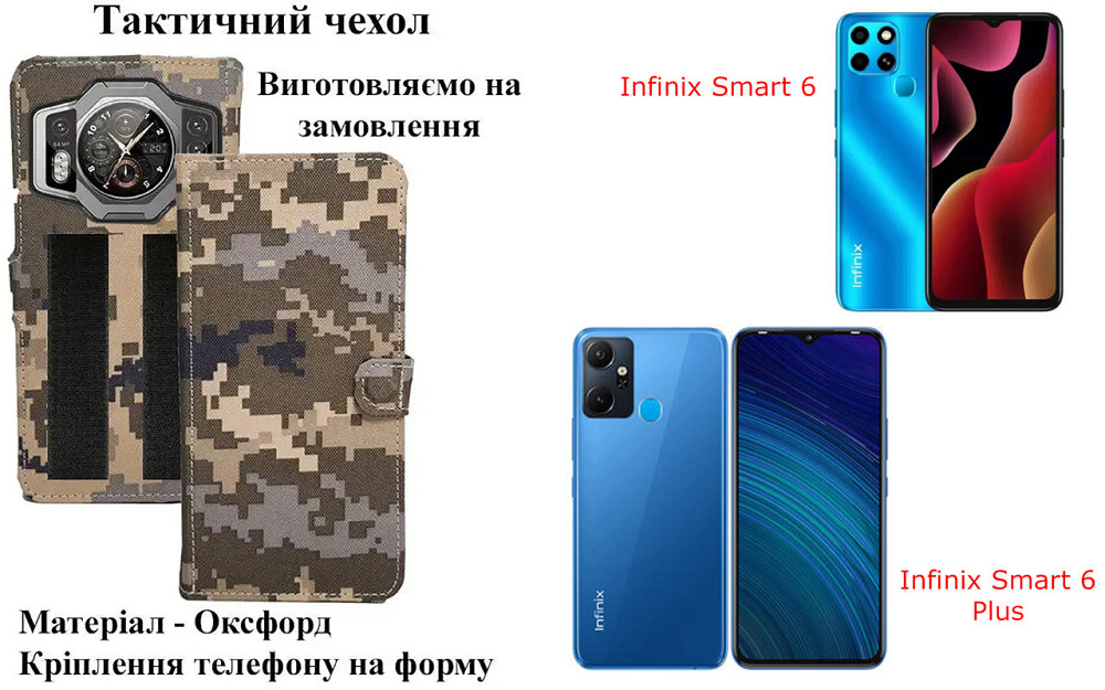 Тактический чехол для Honor X7a, Honor X7b, крепится к снаряжению на липучке Киев - изображение 1
