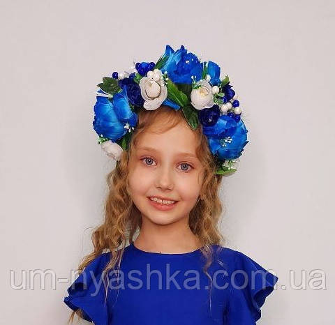 Ободок обруч з квітами "Піони великий жовто-синій" Кривий Ріг - фото 8
