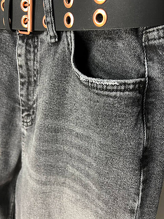 Джинсы женские SESSANTA 16482 MOM jeans высокая посадка стрейчевые с ремнем темно серые, темно-серый Одесса - изображение 10