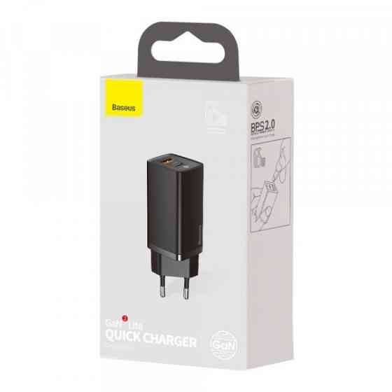 Зарядний пристрій 2xUSB 65W GaN (USB-C+USB-A) Чорний Baseus (CCGAN2L-B01) Київ