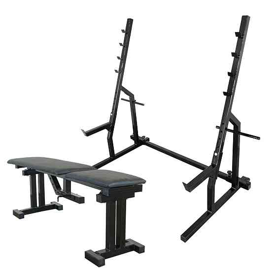 Лавка для жиму регульована 40 на 40 мм + Стійки для присяду з упорами 40 на 40 мм Київ