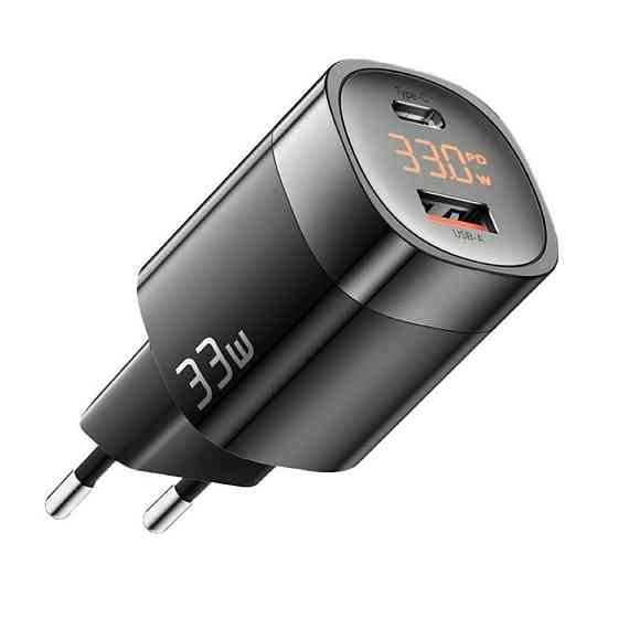 Мережевий зарядний пристрій Essager Lingyun 33W GaN Digital Display Travel Charger A+C EU  black (ECTCA-LYB01-Z) Київ