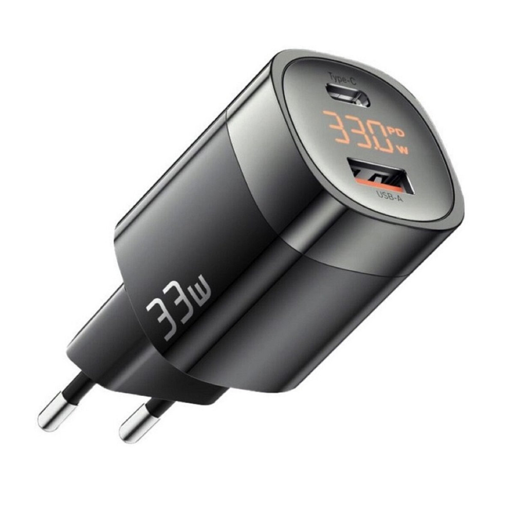 Мережевий зарядний пристрій Essager Lingyun 33W GaN Digital Display Travel Charger A+C EU  black (ECTCA-LYB01-Z) Киев - изображение 2