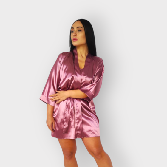 Халат женский атласный под пояс темно Розовый (фрез) XS/S Харьков