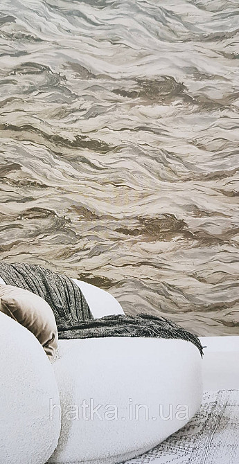 Шпалери вінілові на флізеліні AdaWall Omega1.06х10 абстракція хвиля зрізу каменю коричневі сірі срібло 23207-4 Київ - фото 2