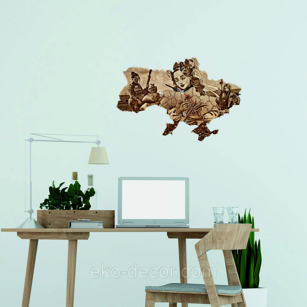 Дерев`янний настінний годинник з підсвіткою "Дівчата ЗСУ" Київ - фото 3