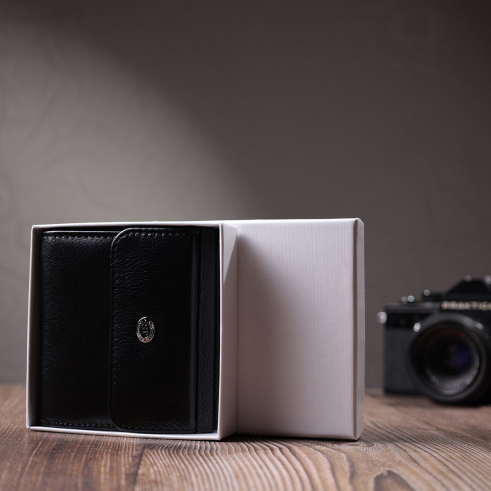 Оригінальне жіноче портмоне з натуральної шкіри ST Leather 22724 Чорний Київ - фото 10