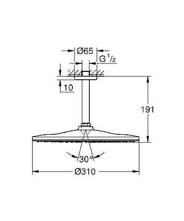 Верхній душ з стельовим кронштейном Grohe Rainshower Mono (26560000) Київ