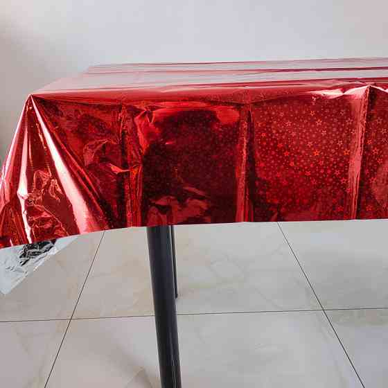 Скатерть клеенка из фольги с голограммой 270 на 100 см красный Киев