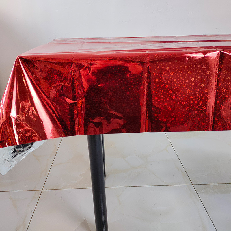 Скатерть клеенка из фольги с голограммой 270 на 100 см красный Киев - изображение 1