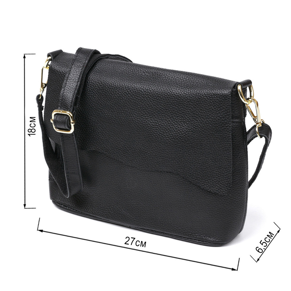 Небольшая кожаная женская сумка Vintage 20685 Черный Киев - изображение 3