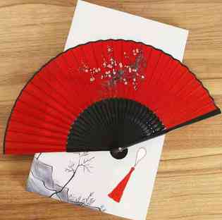 Веер ручной красный Сакура Киев
