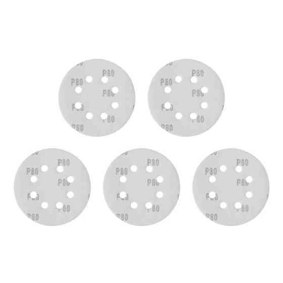 Круг наждаковий на липучці з отворами 125 мм, папір клас С, щільність 140 г/м², К80, 5 од. INTERTOOL BT-0585 Київ