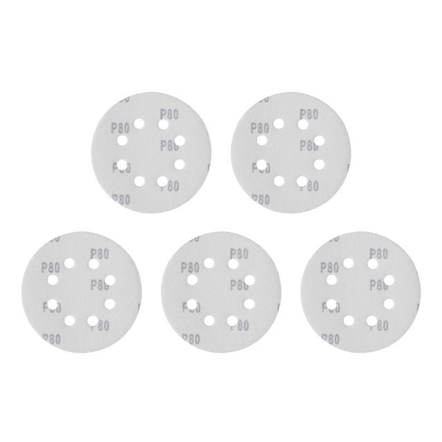 Круг наждачной на липучке с отверстиями 125 мм, бумага класс С, плотность 140 г/м2, К80, 5 ед. INTERTOOL BT-0585 Киев - изображение 2