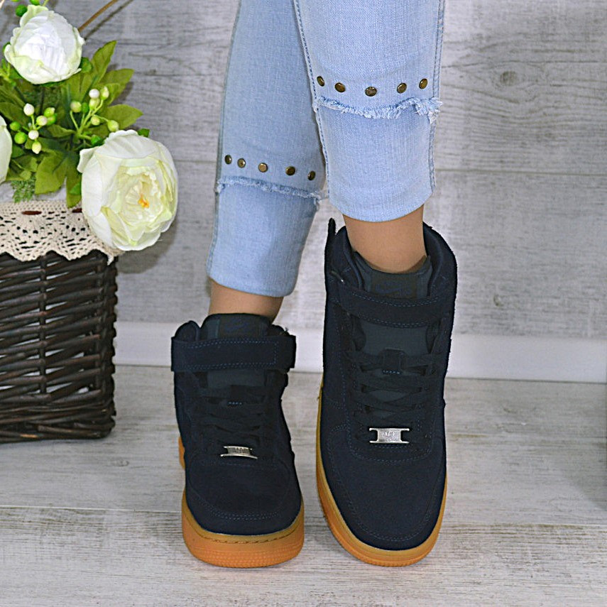 Термо Кросівки Nike Високі Сині Жіночі Форси Замшеві Найк Єврозима (розміри: 37,38,39,40,41) Дніпро - фото 7