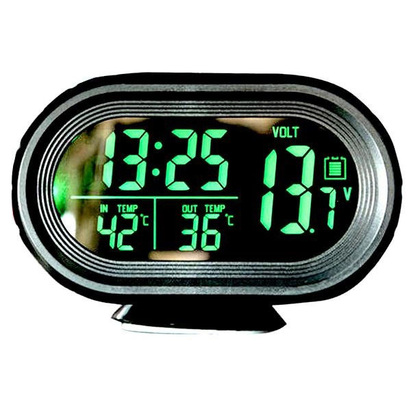 Автомобильные часы VST-7009V подсветка + 2 термометра + вольтметр, питание от аккумулятора авто 12В-24В GP-95 Львов - изображение 4