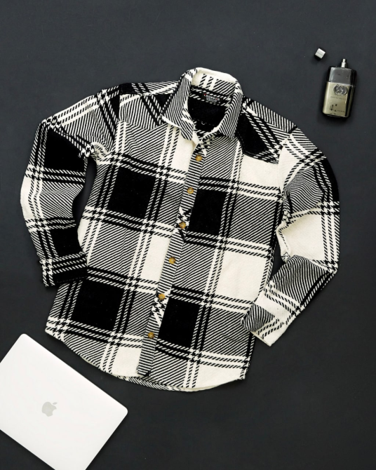 Тепла чоловіча сорочка Бейджин Чорно-білий S Харків - фото 2