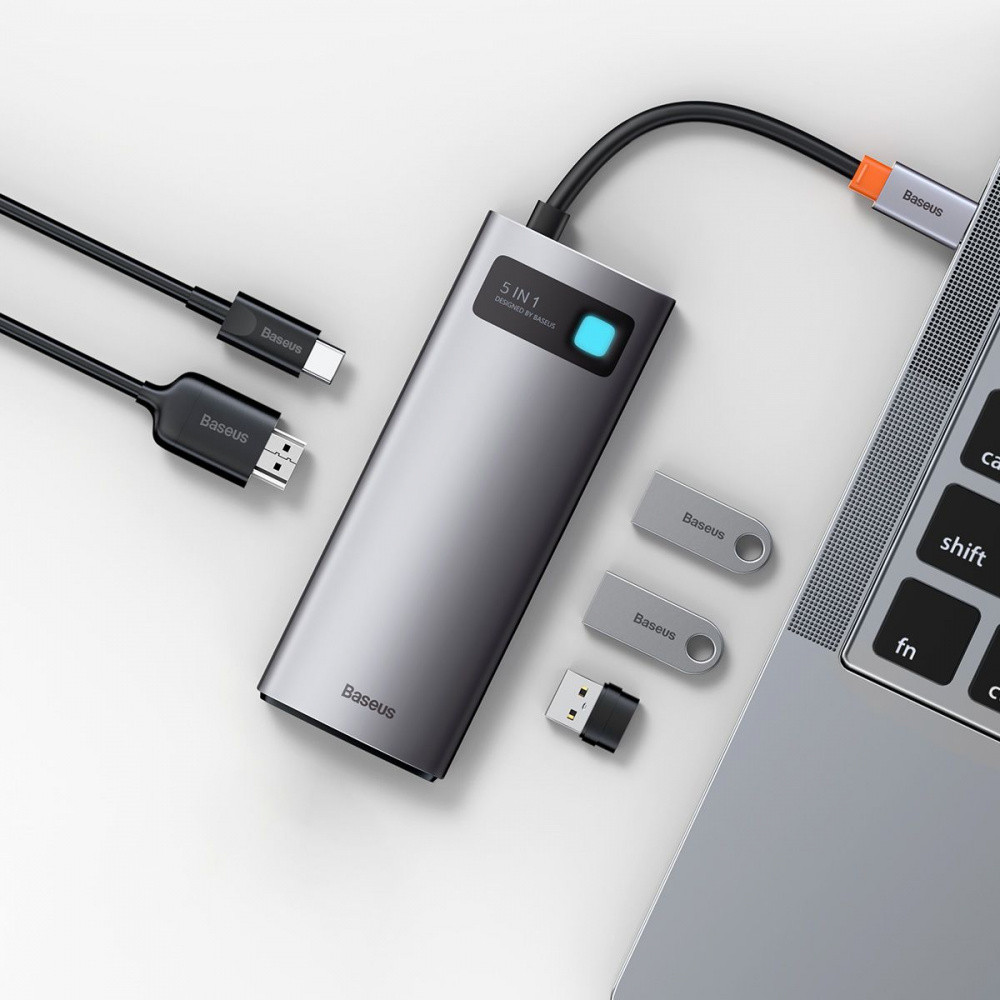 USB-Хаб Baseus Metal Gleam Series 5-in-1 Type-C серый Львов - изображение 5