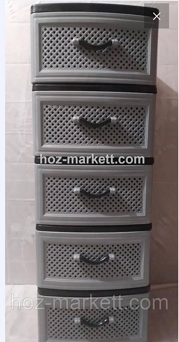 Комод пластиковий на 5 ящиків сіра сітка Харків - фото 4