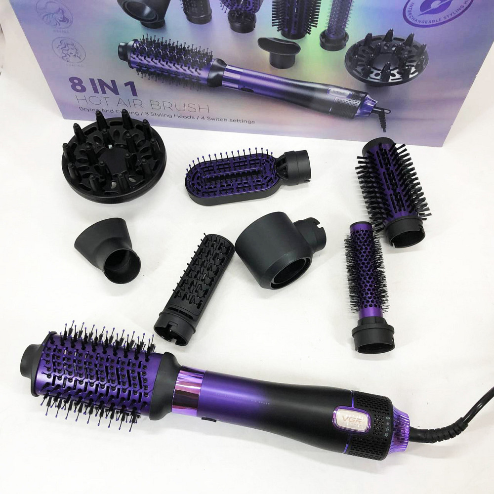 Фен-щітка повітряний з насадками, Фен для красивої укладки волосся, Фен-щітки стайлери AW-19 Львів - фото 1