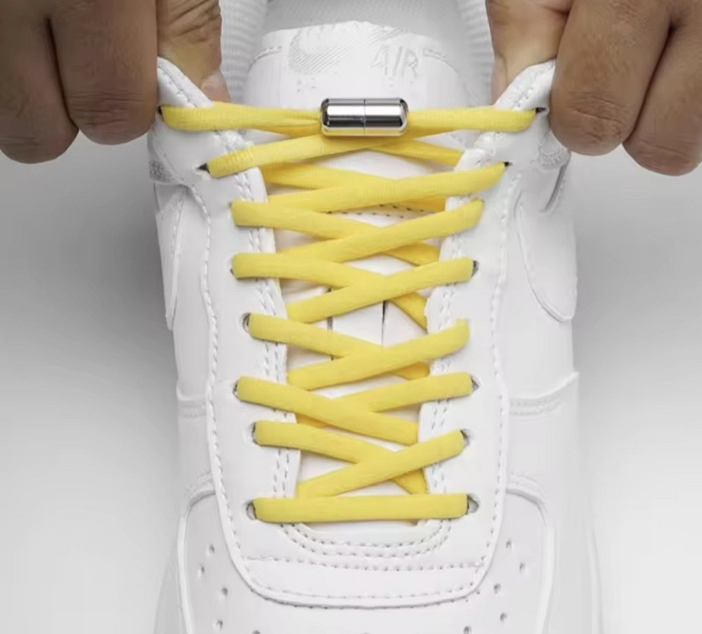 Шнурки эластичные полукруглые без завязок с металлическими застежками Желтый Смела - изображение 1