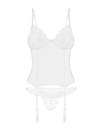 Корсет Obsessive Alissium corset & thong, M/L, гибкие косточки, открытая спина, стринги в комплекте Sex Aura Киев