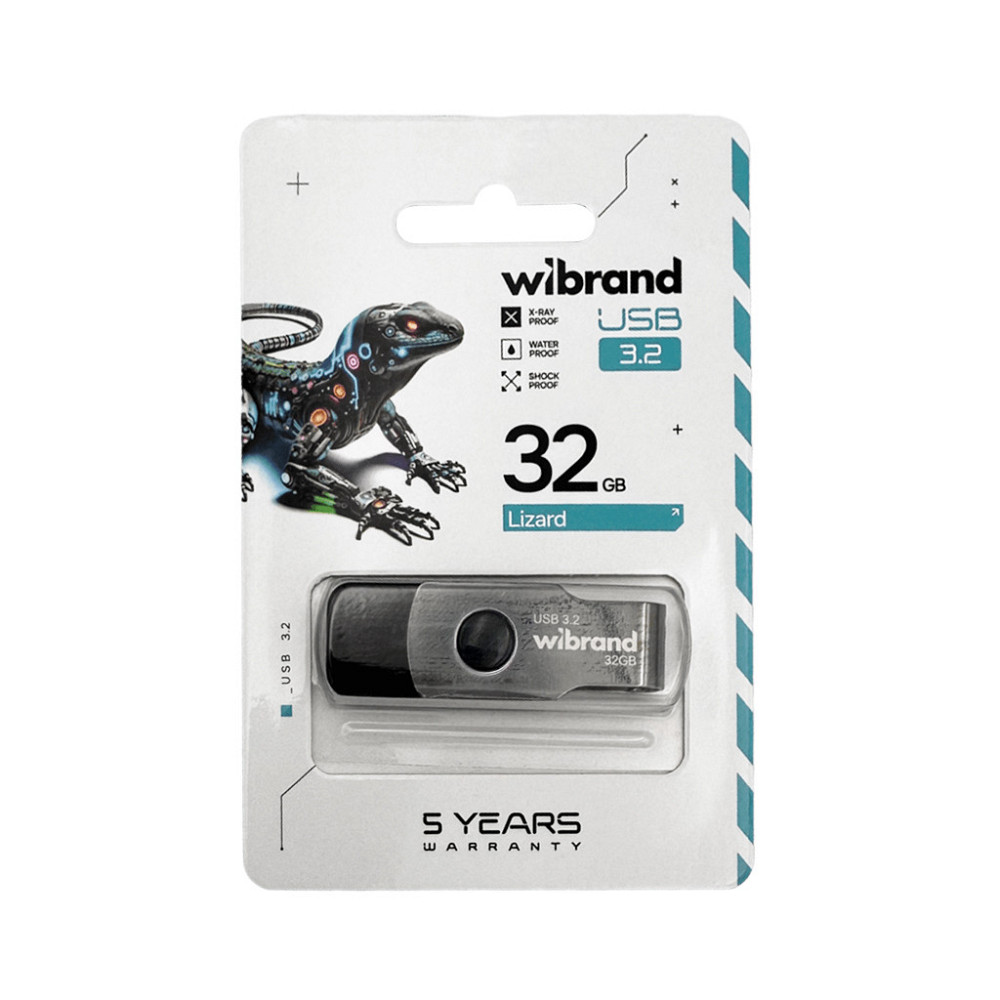 Флеш-накопичувач Wibrand USB 3.2 Gen1 Lizard 32GB Black Одеса - фото 2