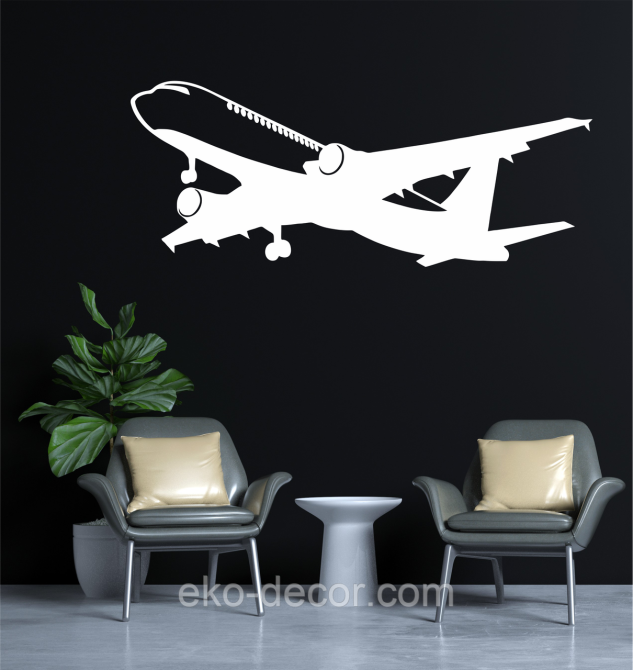 Декоративное настенное Панно «Самолет», Декор на стену 70*28 см, Белый Киев - изображение 1
