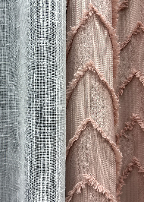 Комплект штор VR-Textil Лен Букле 150х270 2шт и Тюль 400х270 1811ш-115т Пудровый с белым 71-046/3 Киев - изображение 7