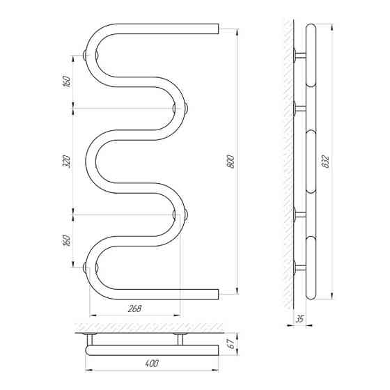 Полотенцесушитель Laris Змеевик 32 РС5 400Х800 Киев
