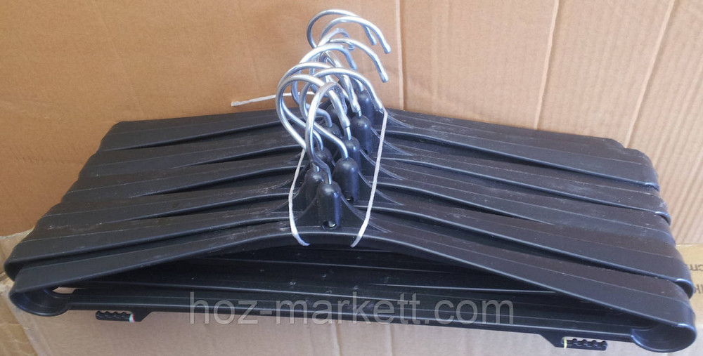 Плечики вішалки (тремпеля) чорні широкі з залізним поворотним гачком Харків - фото 9