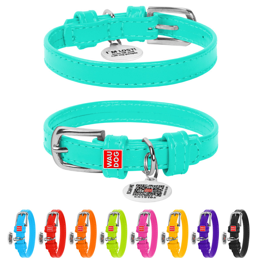 Нашийник для собак шкіряний WAUDOG Glamour з QR паспортом, без прикрас, XS, Ш 12 мм, Дов 21-29 Коломыя - изображение 1