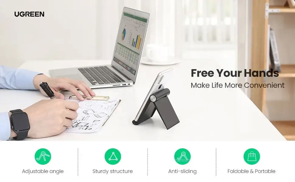 Універсальна підставка Ugreen під мобільний телефон LP106 80908 (Білая) Миколаїв - фото 7