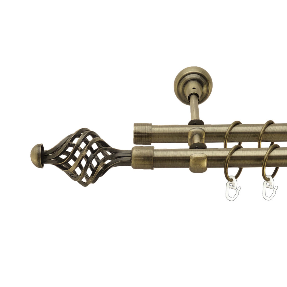 Карниз Orvit Арезо металевий дворядний відкритий Антик 19\19 мм 200 см (4016355) Львів - фото 1