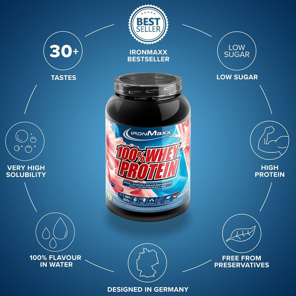 Протеин Ironmaxx 100% Whey Protein 900 g (Strawberry) Луцк - изображение 4