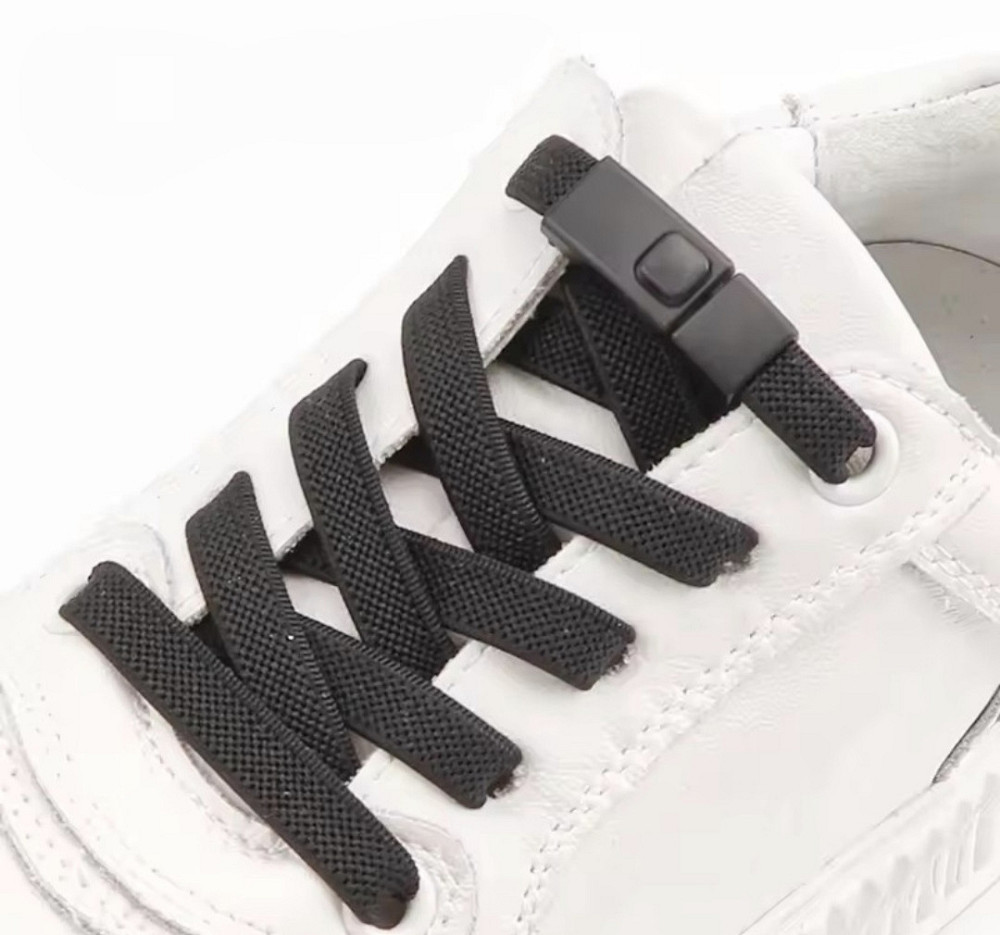 Еластичні шнурки без зав'язок з металевими застібками в колір Чорний Смела - изображение 3