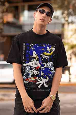 Футболка для хлопчика з аніме принтом Схадов Хедгехог Хероес Сонік оверсайз (зріст від 165 до 180) Чорний AnimeJ1198m Дніпро
